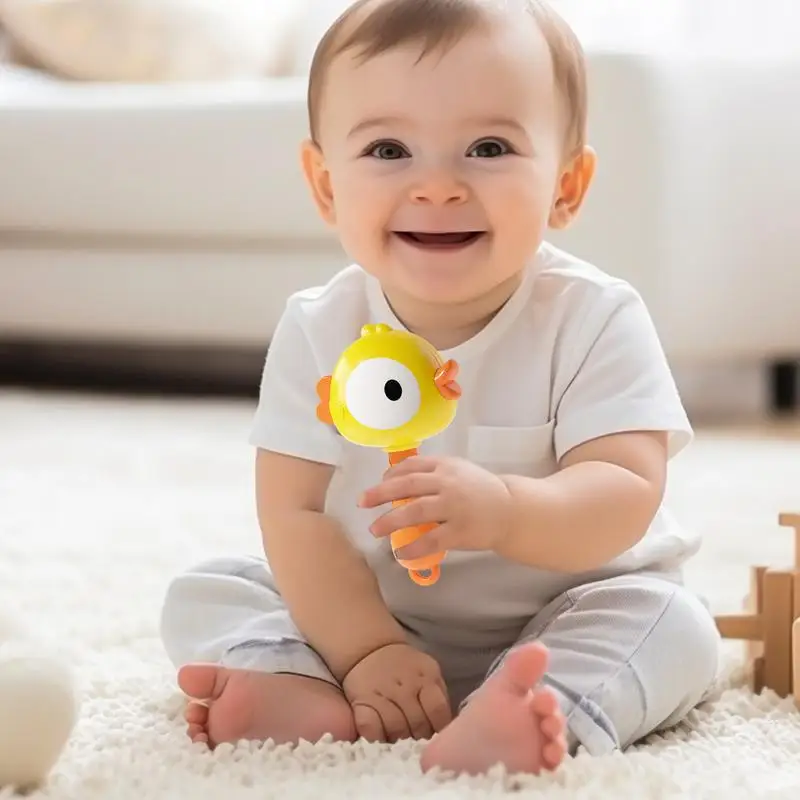 Hochets à Main pour Bébé, Jouet à Poignée Apaisante, Petit Animal, Maracas Colorés, Instrument Musical