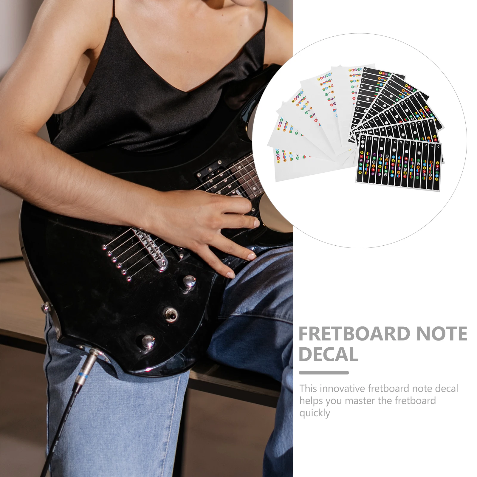 

10Pcs Guitar Fretboard Stickers Practical Design No Fading Easy to Stick Remove Scale Stickers Accessories Fretboard Notes