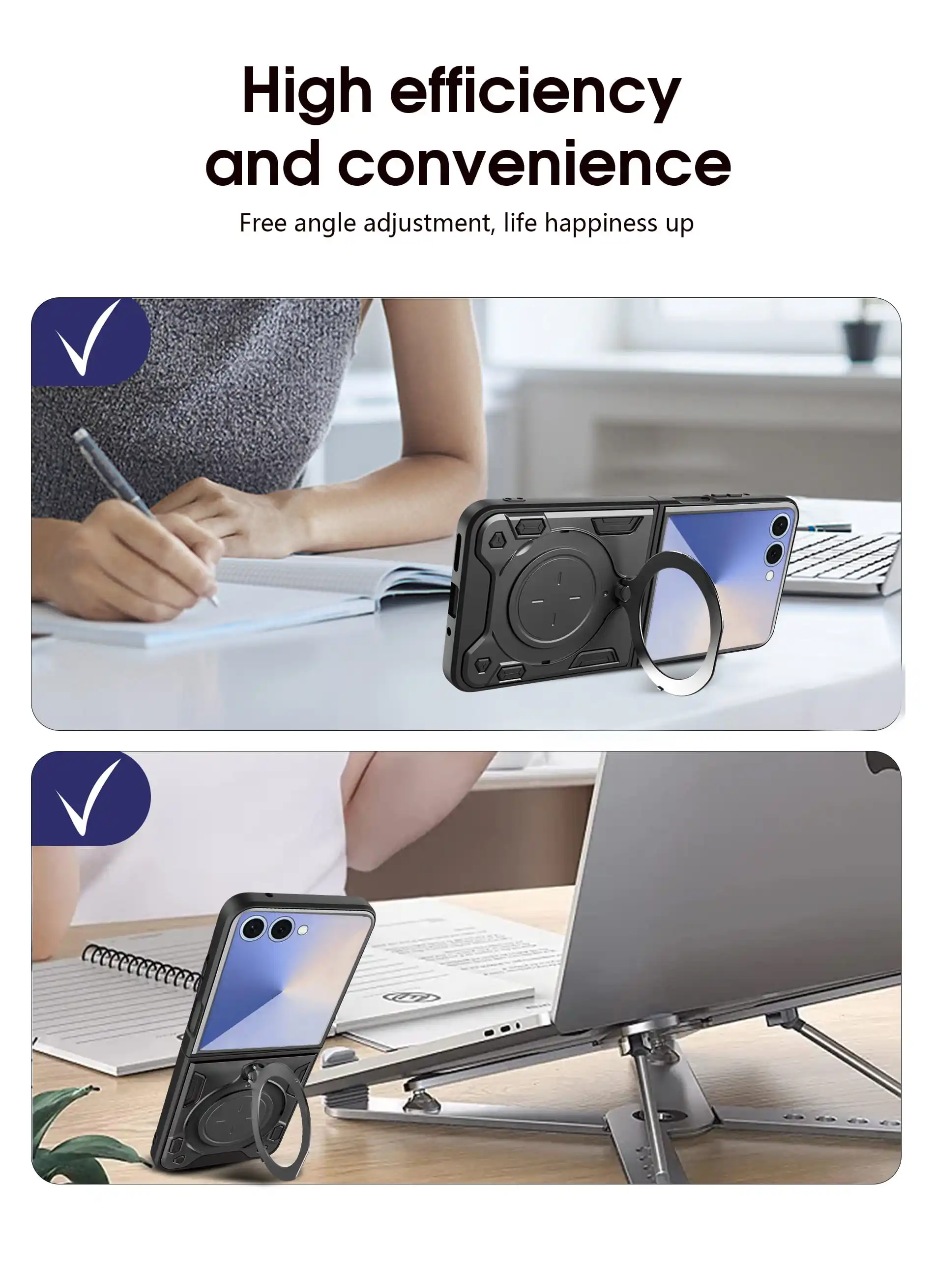 Custodia per Samsung Galaxy Z Flip7 Protezione magnetica per fotocamera Z Flip6 Flip5 Cover 360 Ruota cavalletto Armatura Anello Fonda Capa