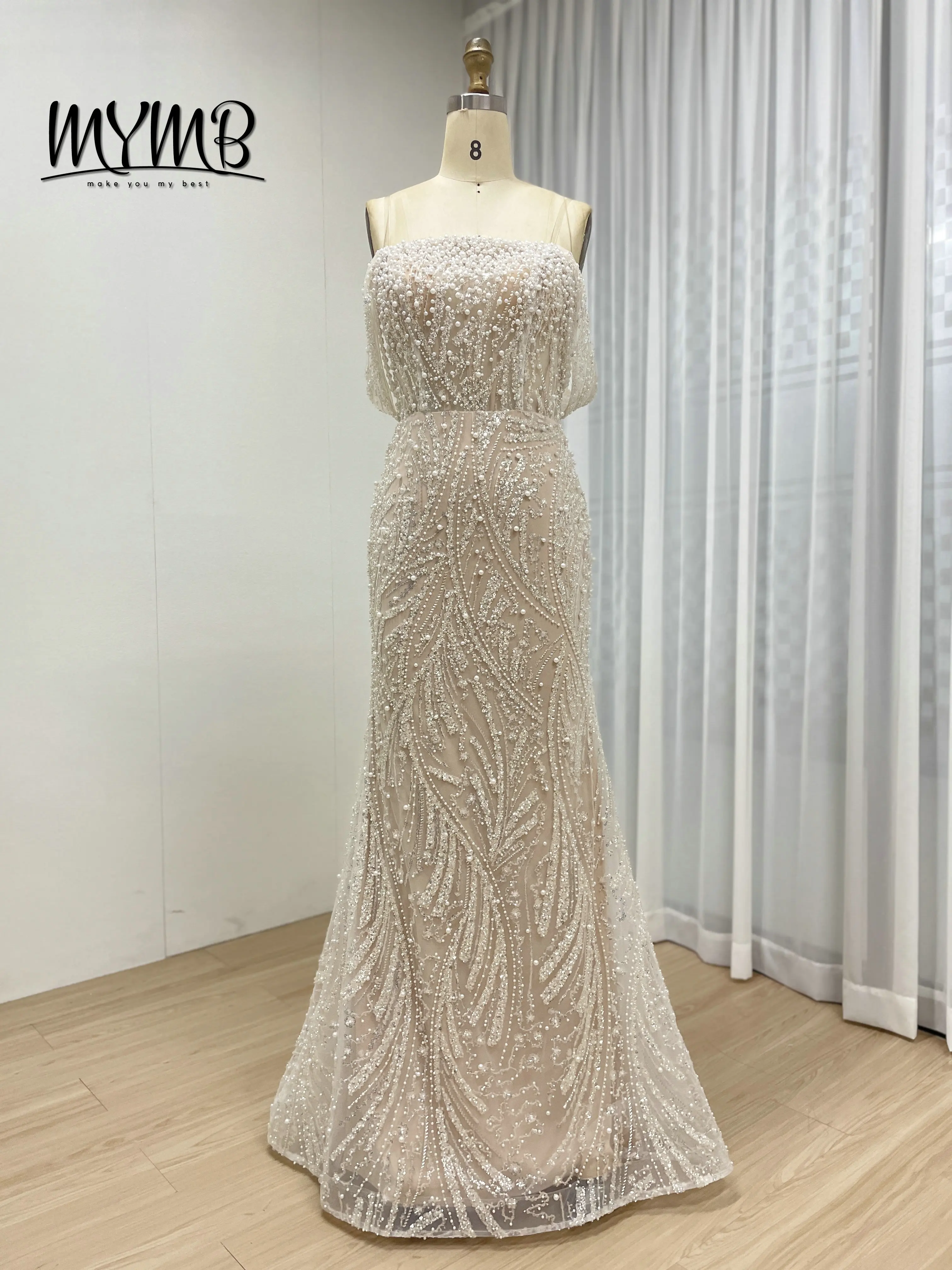 MYMB 럭셔리 페르시 아이보리 이브닝 드레스 섹시한 오프 숄더 인어 슬리밍 웨딩 드레스 여름 성능 드레스 MY30140