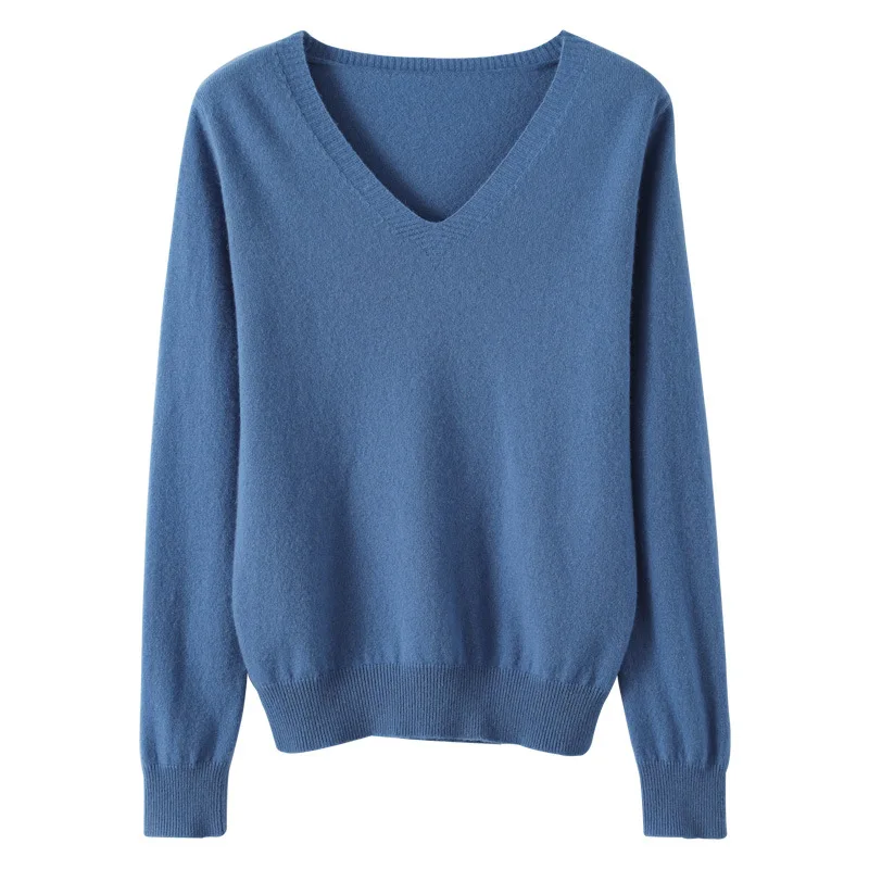 Suéter de mujer 2025 Otoño Invierno jerseys de punto con cuello en V camisa de fondo ajustada sólido suave prendas de punto jerseys suéteres básicos