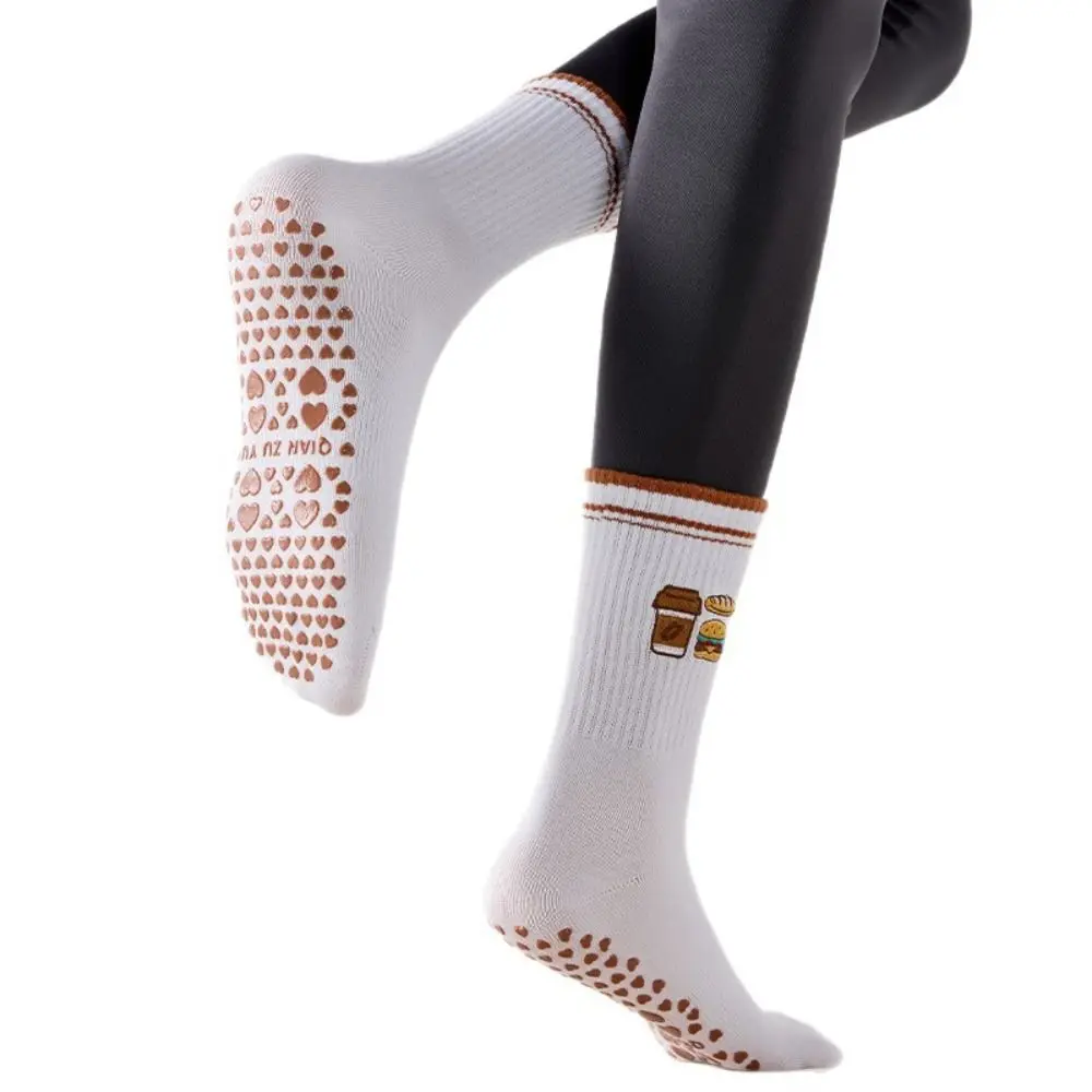 جديد القطن جوارب بيلاتيس Harajuku الشارع العرق ماصة الكرز التطريز الجوارب عدم الانزلاق قبضة تنفس منتصف جوارب أنبوبية #3