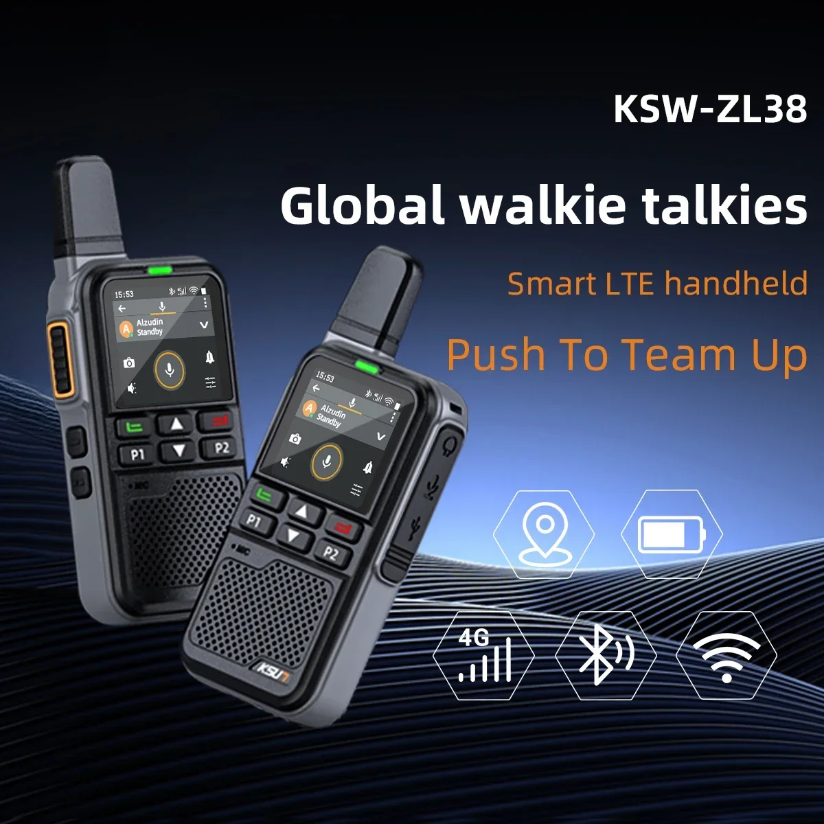 ZL38 Ptt Global Mobile Two Way Poc Radio Long Range 4g Sim Card Walkie Talkie Compatible with Zello Walkiefleet App