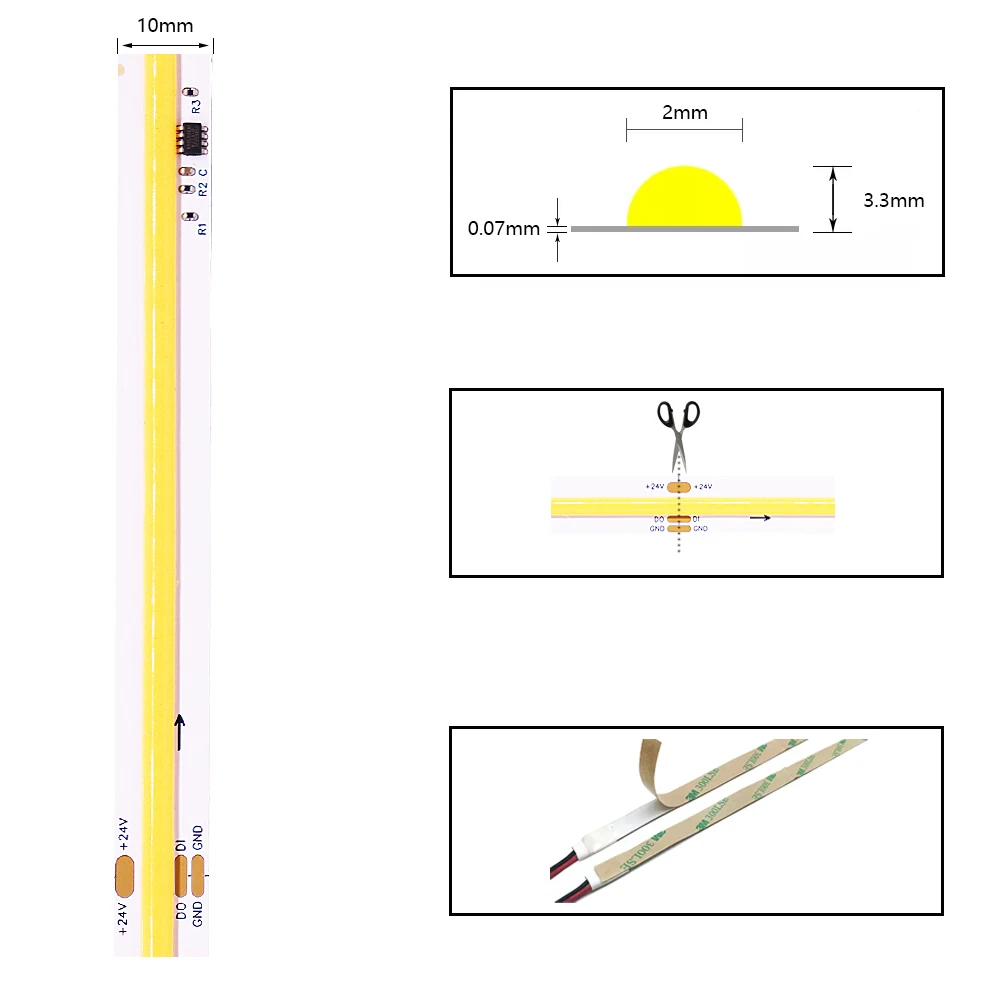 Imagem -03 - Tira Conduzida Cob para Água Corrente Luz para Corrida e Corrida com Refluxo Marquise Branco Quente Natural Dc24v 420leds m 5m Ws2811