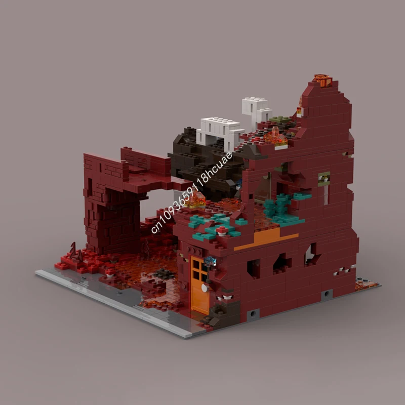 2230pcs MOC Nether Modular Building Lava Lake Modular Building Blocks Christmas Gift asy-to-Start Beginner Friendly Kit