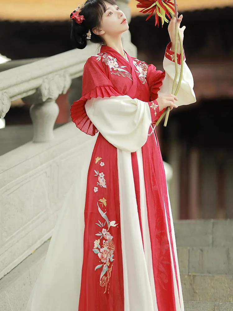 Costume Hanfu élégant pour femme, col croisé, mode adt, tempérament prairie, automne, nouveau, 2024, JC31