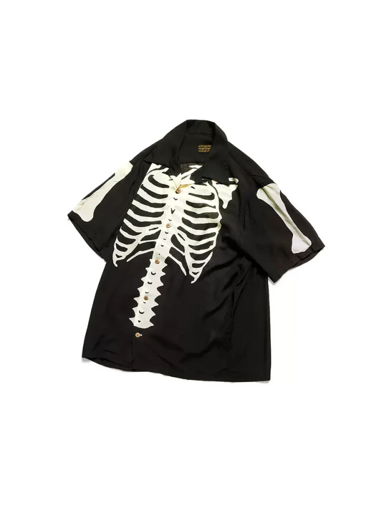 

Мужская футболка свободного кроя с принтом костей в стиле ретро, японский бренд Sle Tagkita, молодежная, креативная, летняя, модная, повседневная футболка