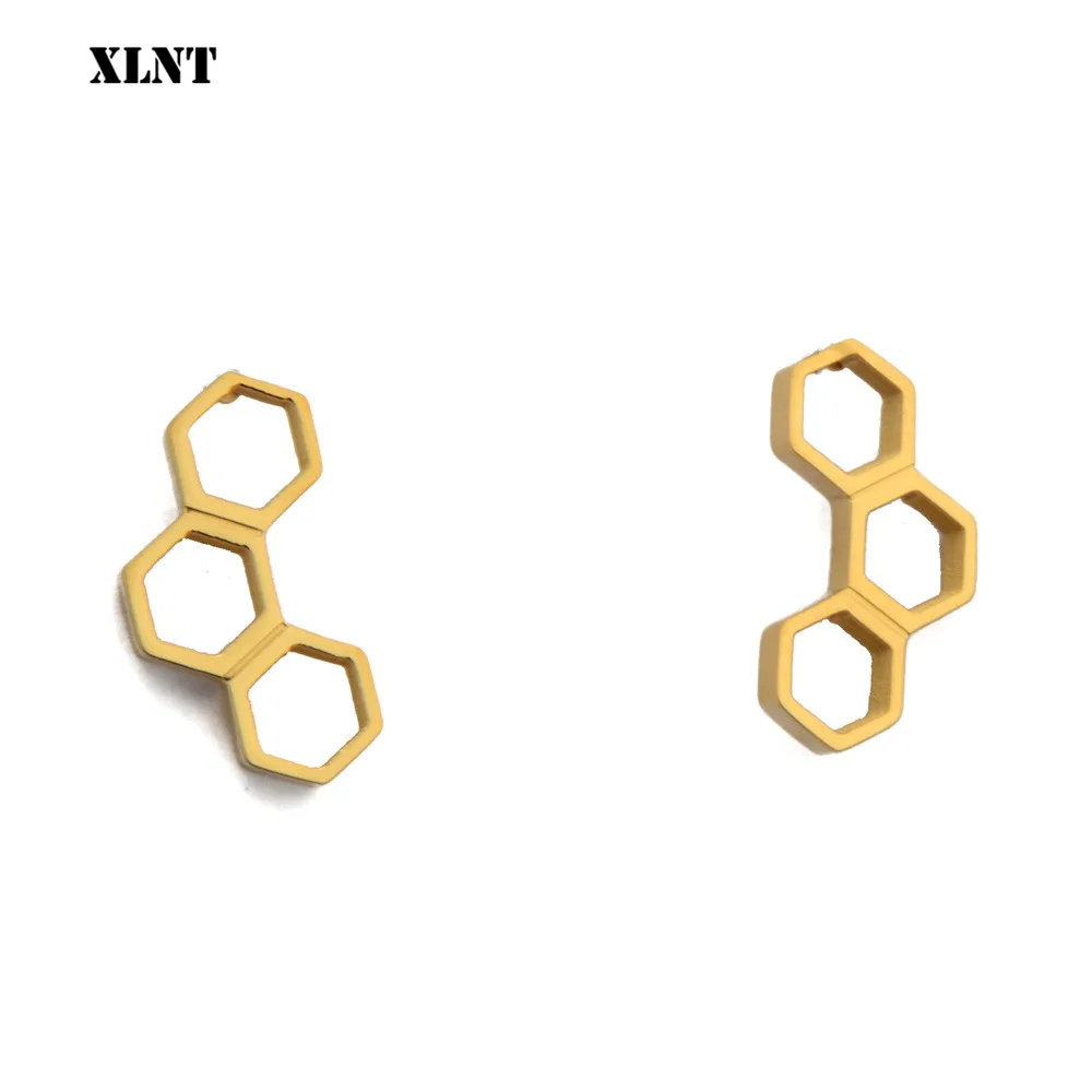 XLNT 2019 Fashion Serotonin Molecule Ear Climbers for Women Chemistry Structure Science Stud Earrings Crawler Gift Brincos