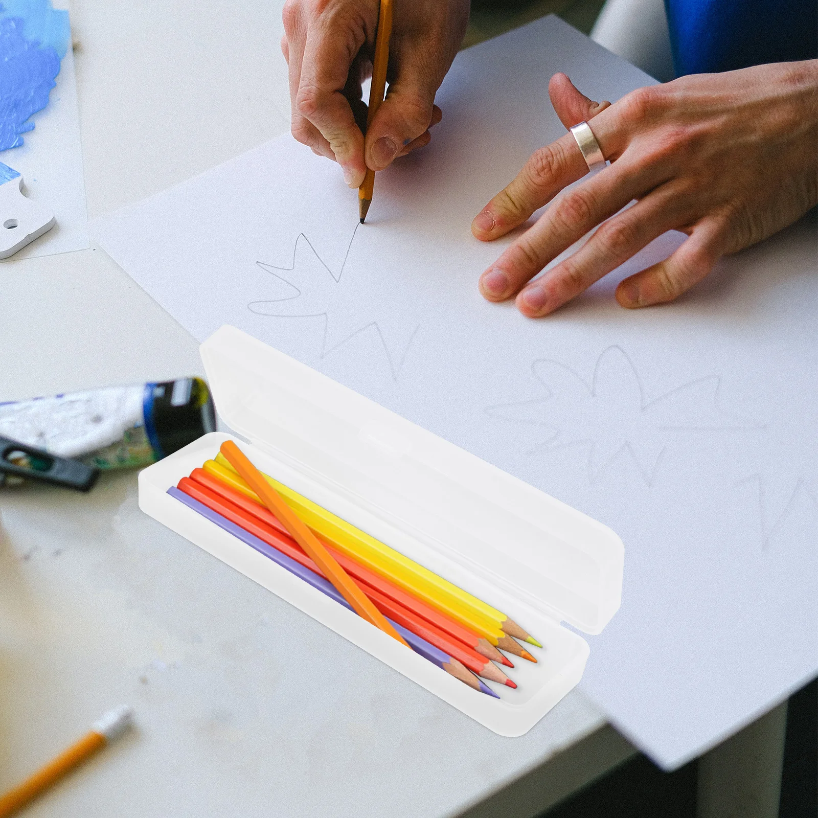 

5Pcs Pencil Storage Containers Compact Design Stationery Holder Durable Pen Box Pencil Storage Box Stationery Container