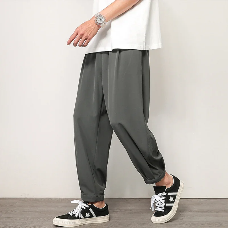 

Korean Style Straight Casual Pants Men Fashion Solid Color Business Pants Men Streetwear Loose Dress Pants Mens Trousers