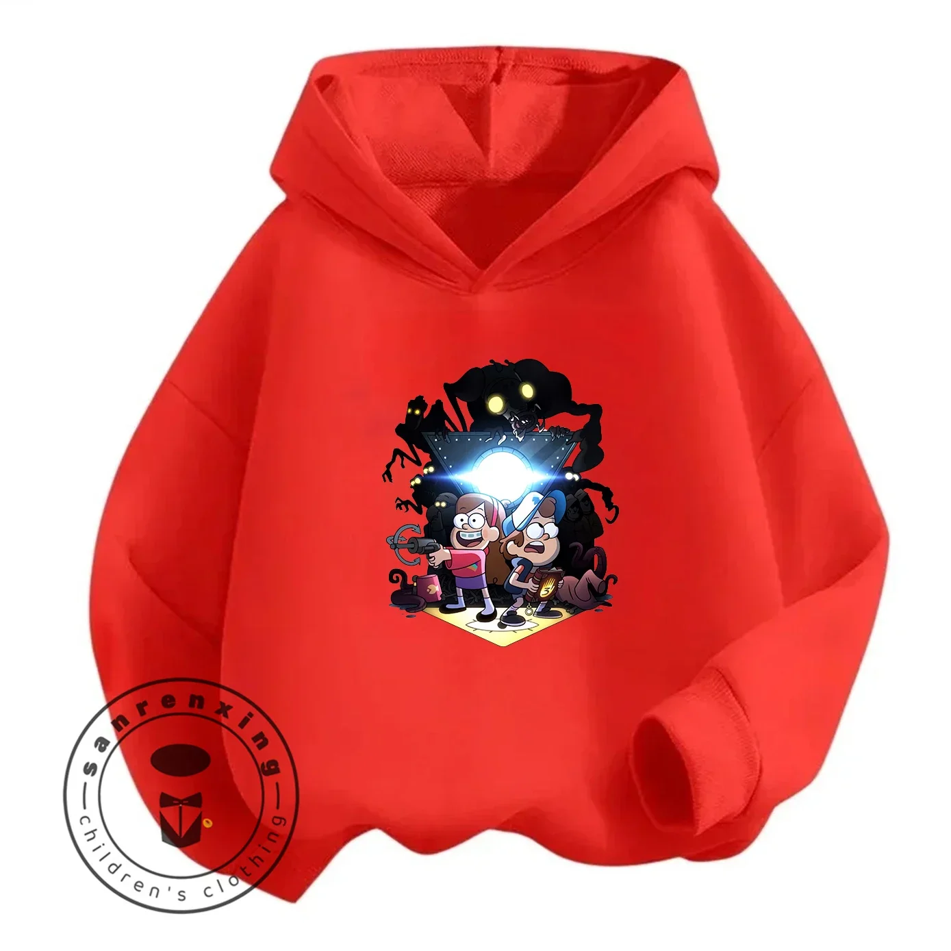 

Теплая стильная толстовка с капюшоном для мальчиков и девочек, 3-14 лет, с мультяшным принтом «Гравити Фолз», осенне-зимняя, милая, в стиле кавайи, для улицы