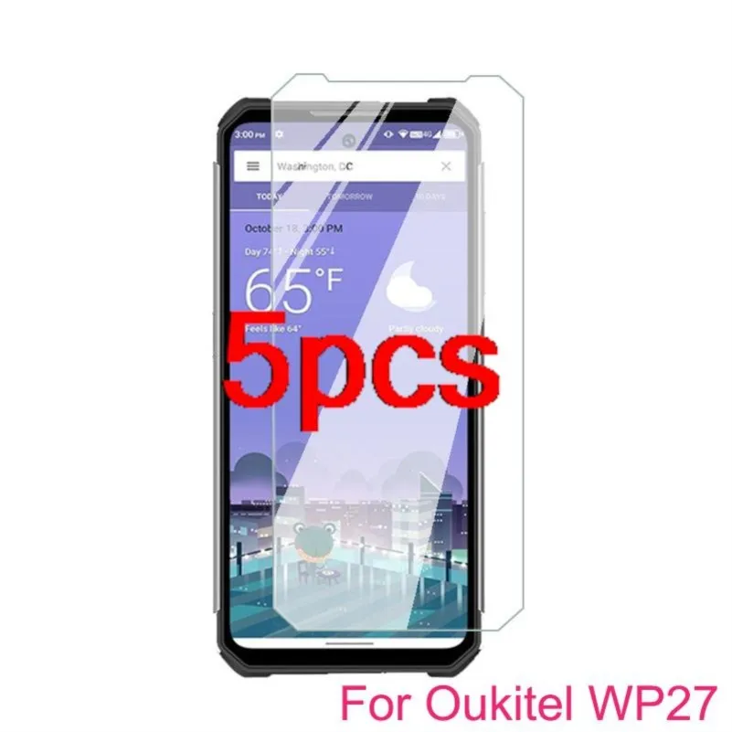 5pcs clear hd safety tempered glass on for oukitel wp27 protective film screen protector cover shield protection