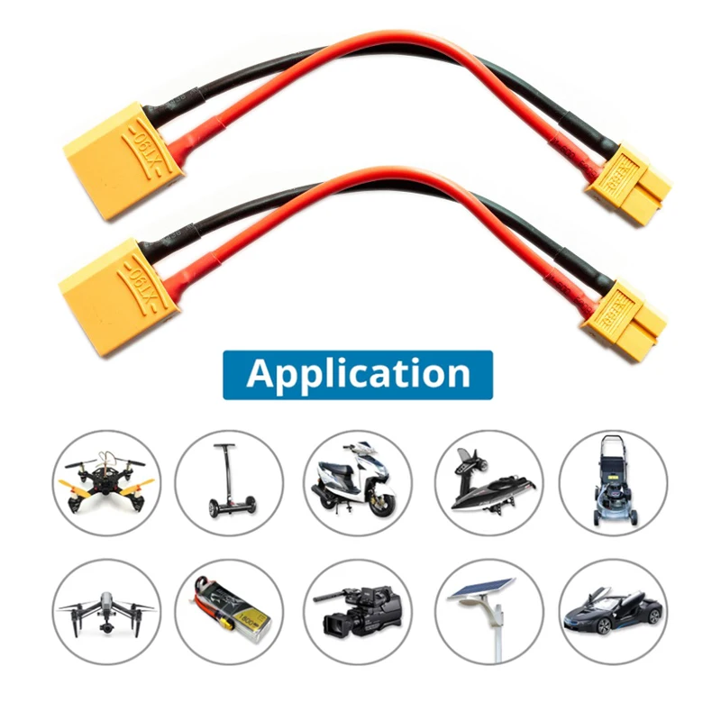 2 szt. Wtyk żeński XT60 do XT90 kabel do ładowania Adapter z męskim złączem przewód zasilający 14awg 15cm/30cm do ładowarek w stylu ISDT