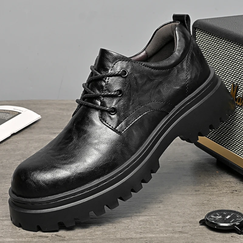 

Leather Shoes for Men, Formal Business Casual Shoes, Thick-Soled Height-Increasing Oxford Shoes, Genuine Leather Men's Groom's W