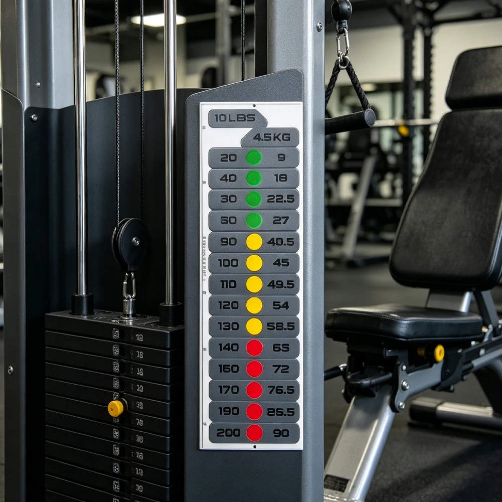 Fitness Weight Stack Labels Plastic Waterproof 4.5kg 9kg 13.5kg 18kg 22.5kg 27kg 31.5kg 36kg 40.5kg 45kg 49.5kg 54kg