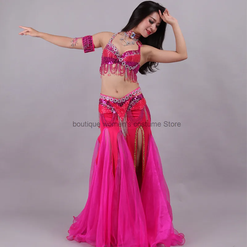 

Halloween Female Adult Belly Dance Costume Pearl Embroidered Five Piece Stage Costume Performance Costume Indian Dance Costume