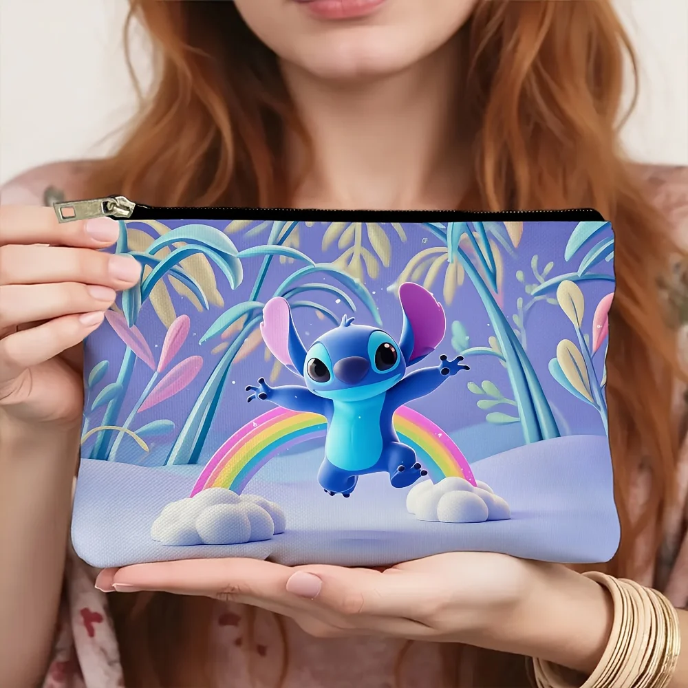 1 حقيبة مستحضرات التجميل ديزني رينبو ستيتش، حقيبة تخزين المجوهرات، حقيبة تخزين مثالية للسفر بسحاب - هدية عيد ميلاد ممتعة