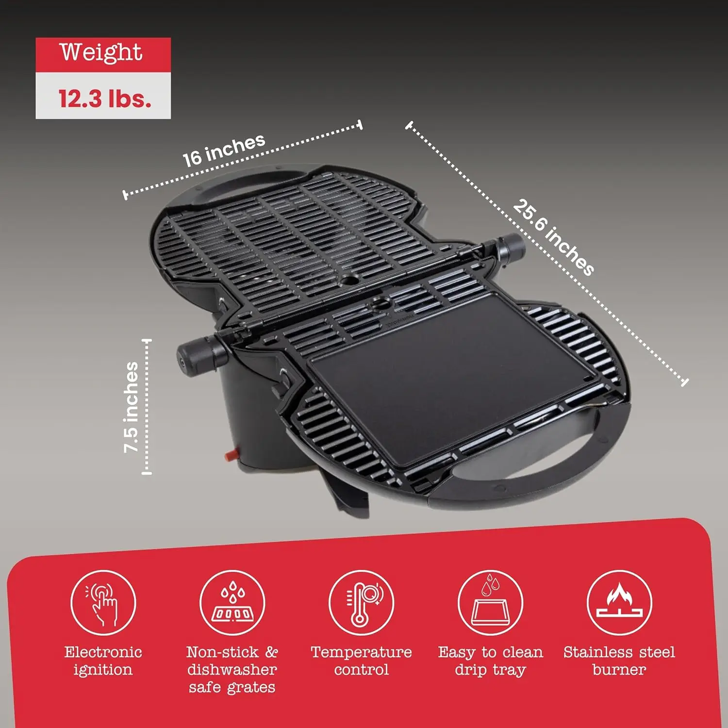 Portable Outdoor Camping Grill para Tailga, gás propano, perfeito, pequeno, leve, churrasco