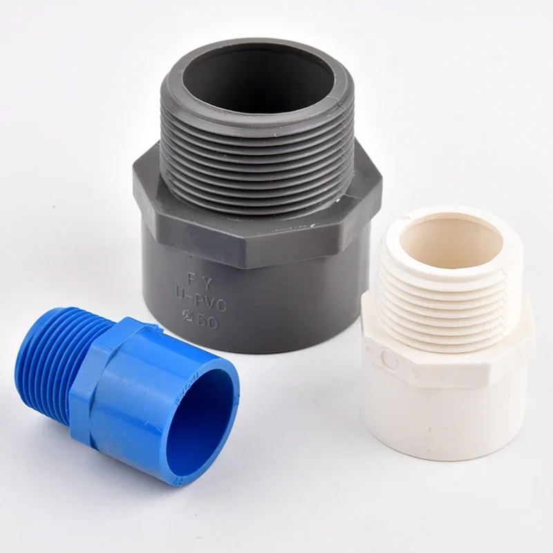 

1Pcs PVC Male Adapter Straight 20-75mm White Blue Gray Water Pipe Fitting
