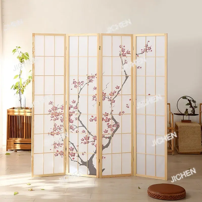 

JCX HS HS Customized Japanese Pine Office Home Hotel Study Office Foldable Mobile Wooden Screen Partition