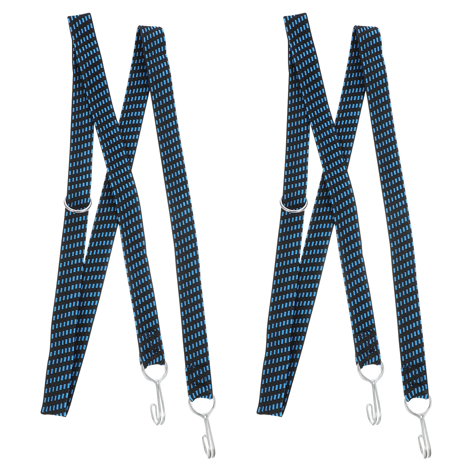 

2 Pcs Flat Heavy Duty Elasticity Straps Bungee Cord Car Black Cords with Hooks Band