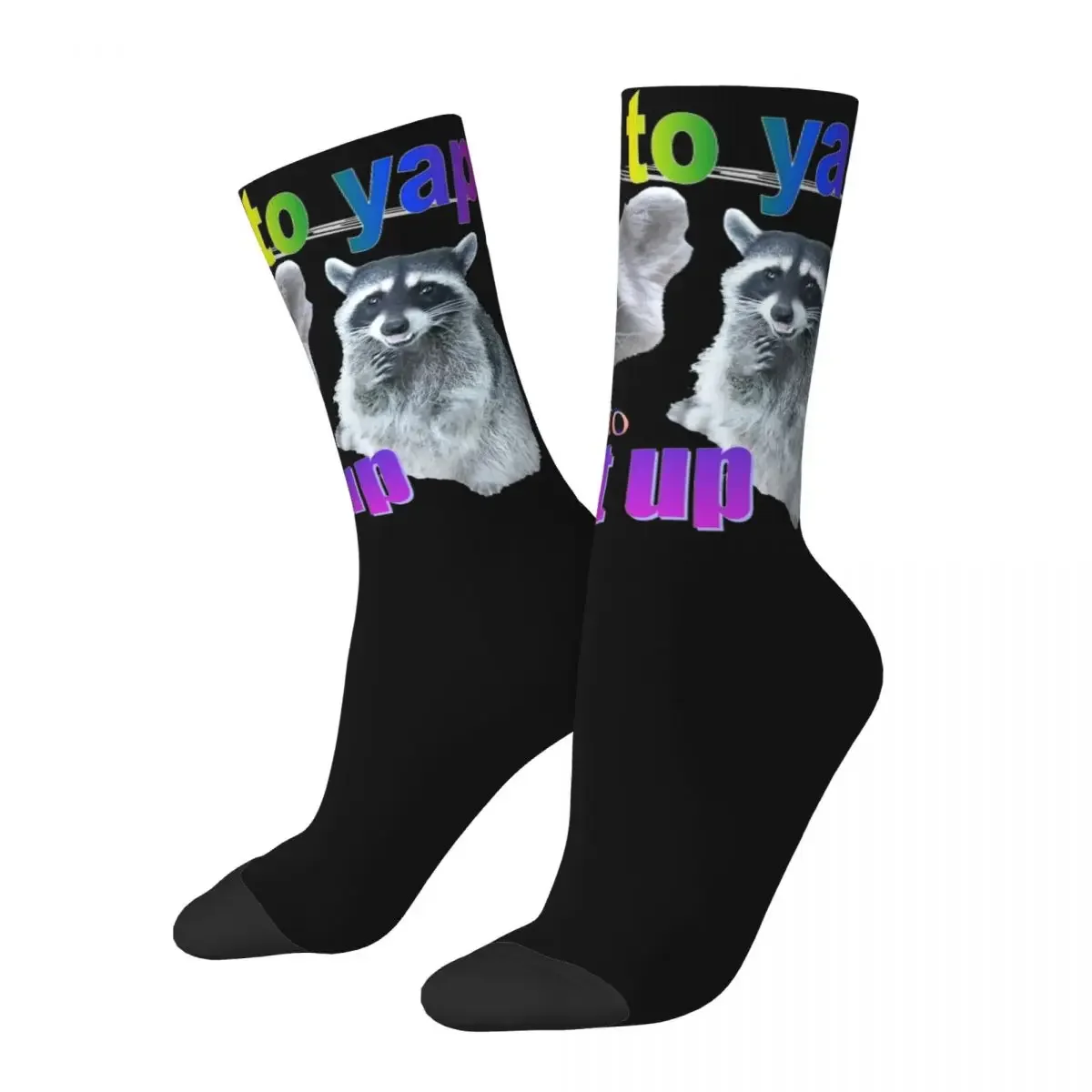 Born To Yap Forced To Shut Up Accessories Socks Raccoon Word Art High Quality Crew Socks Super Soft for Womens Birthday Present