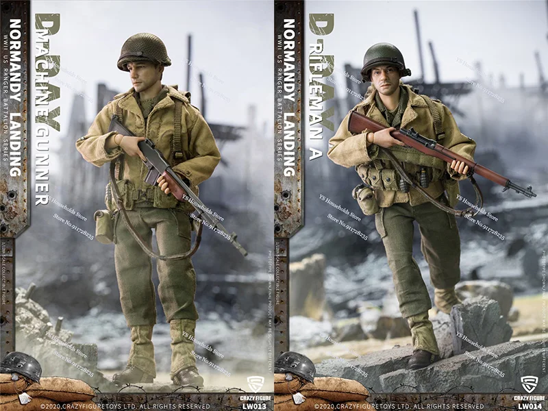 Crazy Figure Lw011-LW018 1/12 WWII U.S. Rangers Normandy Landing Machine Gunner Rifleman 6