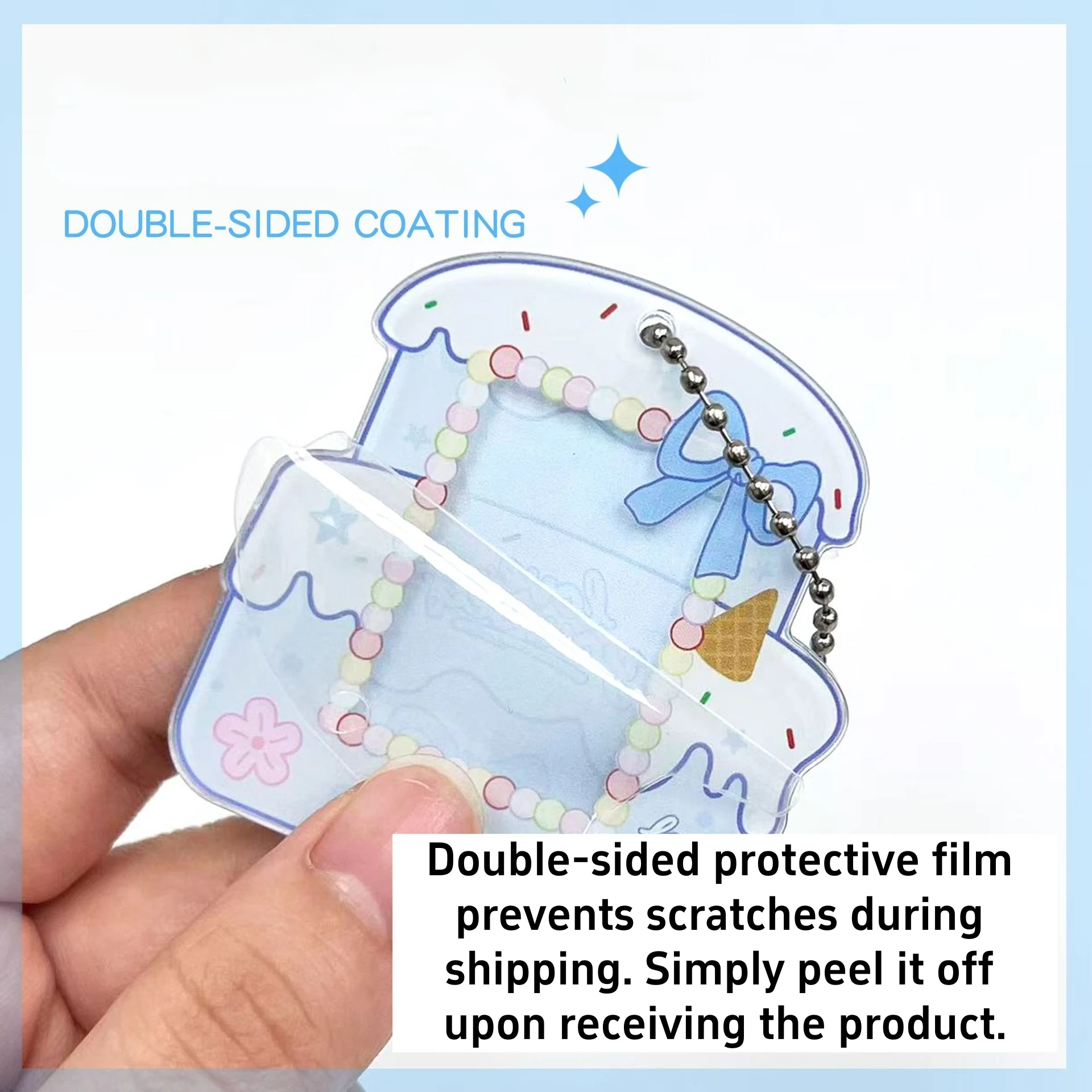 Creative Cake-Shaped Photo Frame Keychain Acrylic Key Ring for 1-Inch Idol Photos Transparent Storage Card Holder for Teens Fans