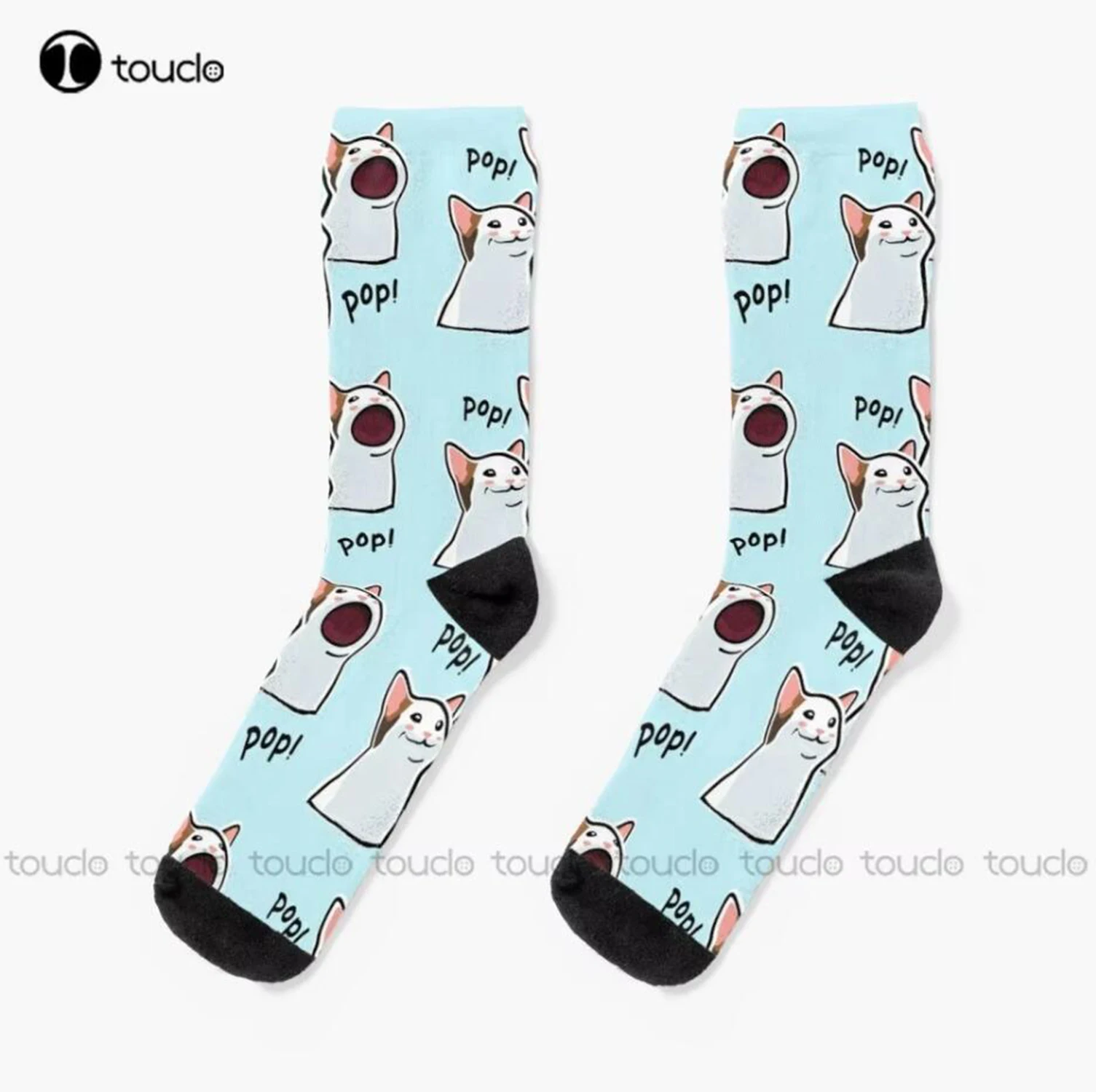 

Носки Pop Cat Meme/Popping Cat, носки с напуском, персонализированные носки унисекс для взрослых и подростков, молодежные носки 360° ° Цифровая печать