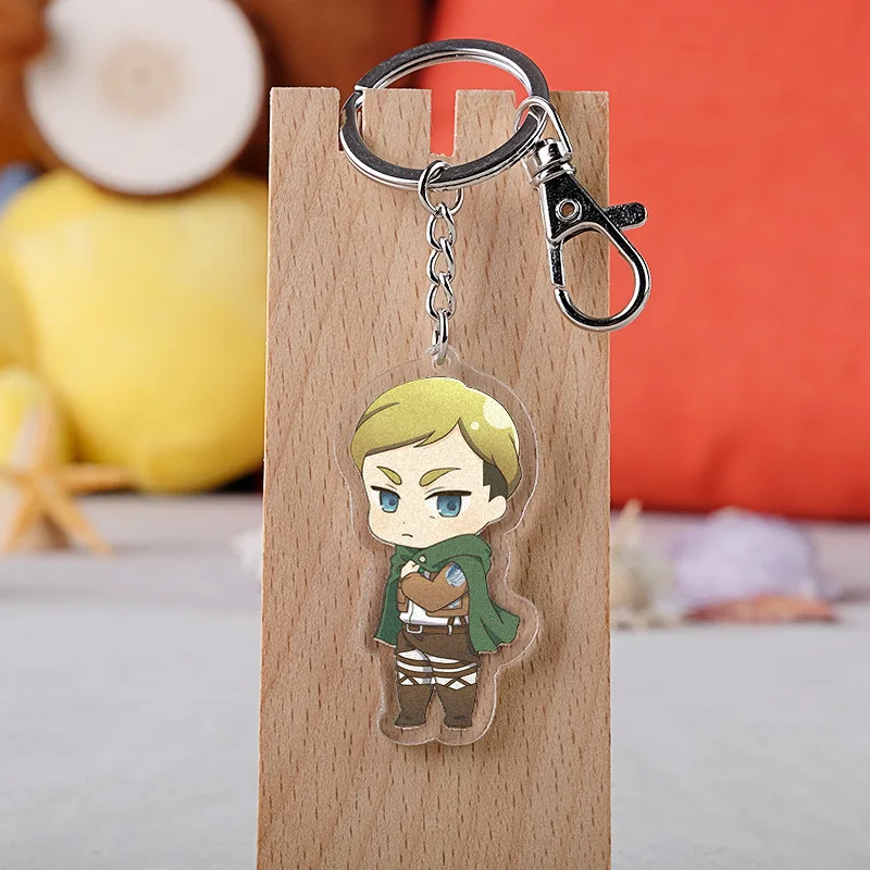 Attack on Titan Acrylic Keychain Cute Action Figures Alan Mikasa Armin Transparent Key Chain Kids Desk Bag Decoration Toys Gifts