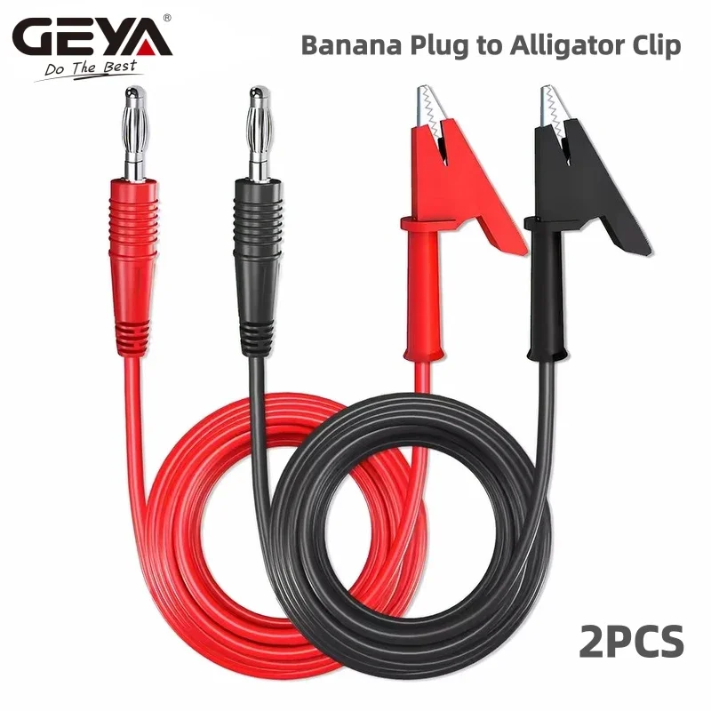 GEYA 2PCS Multimeter Test Leads 4mm Banana Plug to Alligator Clip or Dual Banana Plug 1m PVC Cable for DIY Electronic Testing