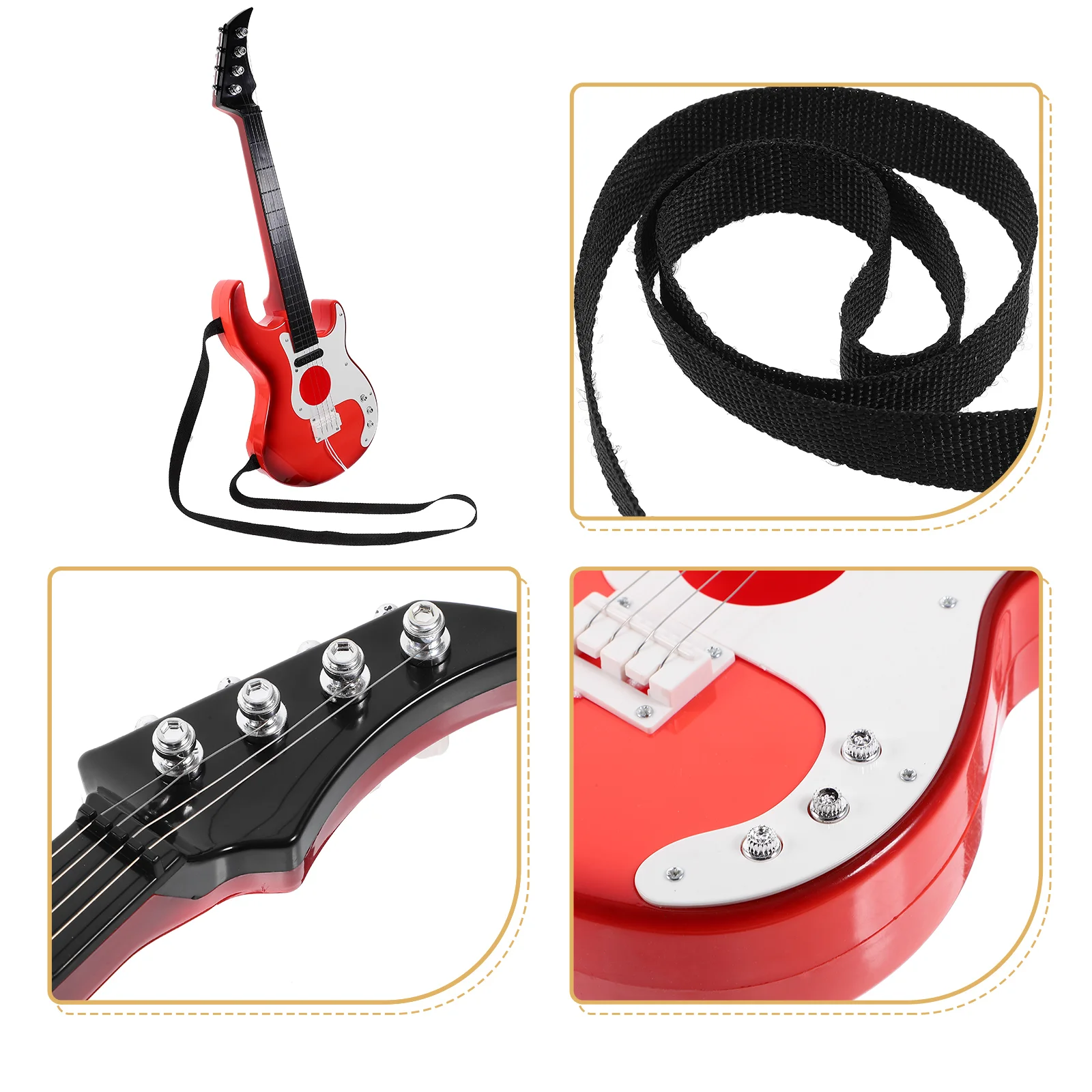 Children's Guitar Toy Instruments Brown Steel Strings Portable Kids Musical Learning Aid Beginner Practice Mini Toys Develop