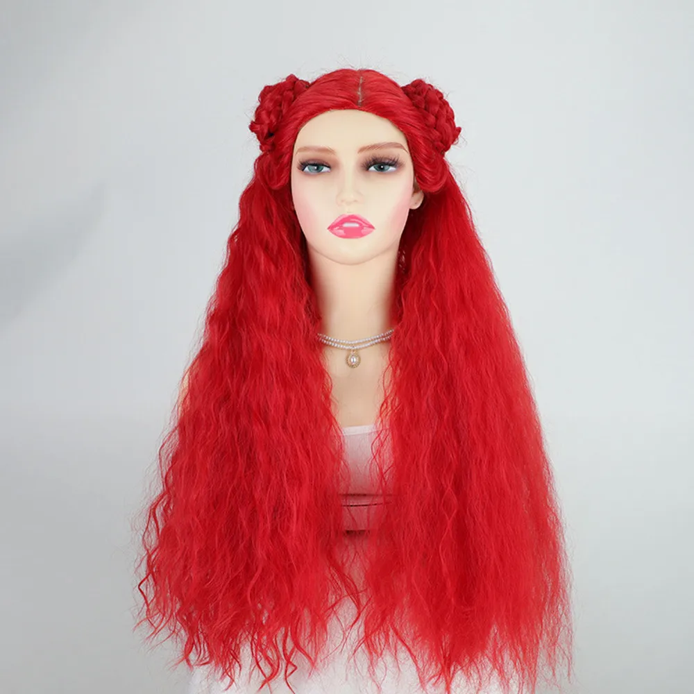 Synthetic Hair Descendants 4 Cosplay Wigs Blue Red Color Long Curly Hair Wigs For Women Halloween Carnival Party Costumes Wigs