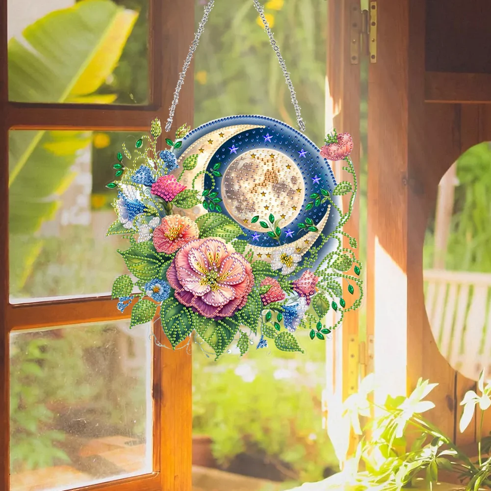 

Acrylic 2D/Flat DIY Diamond Painting Set Rhinestone Diamond Art Window Pendants Diamond Art Pendant Home Wall Decoration Crafts