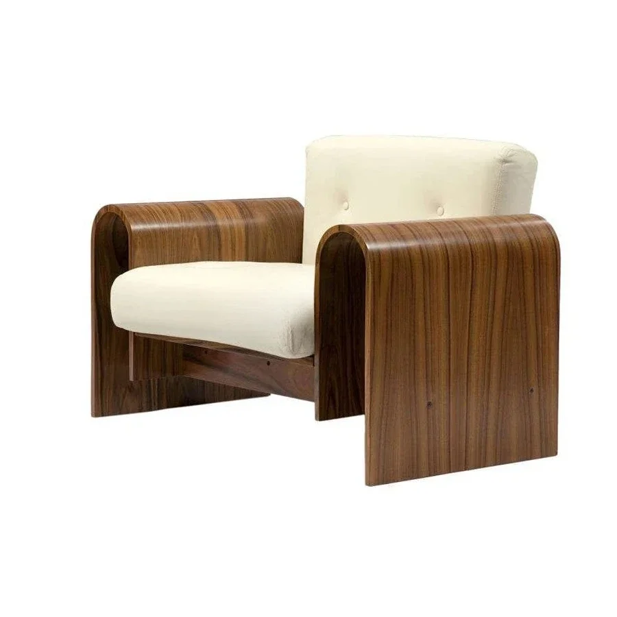 

FFBlack Walnut Wood casual Sofa Chair Designer Single Chair Living Room Backrest Chair