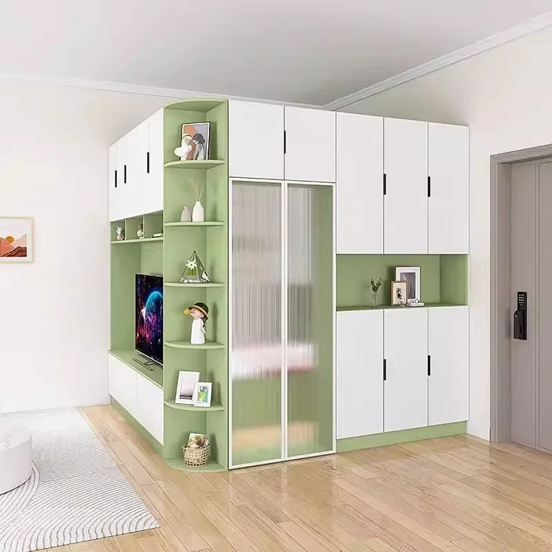 public housing TV cabinet, integrated with shoe cabinet, small apartment partition, bed tatami bed cabinet combination