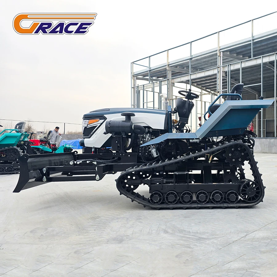 ใหม่ CE ได้รับการอนุมัติการเกษตร Mini ยาง Crawler รถแทรกเตอร์ 80hp 100hp 120hp ดีเซลเครื่องยนต์ ROTARY Tiller พร้อม Seeder