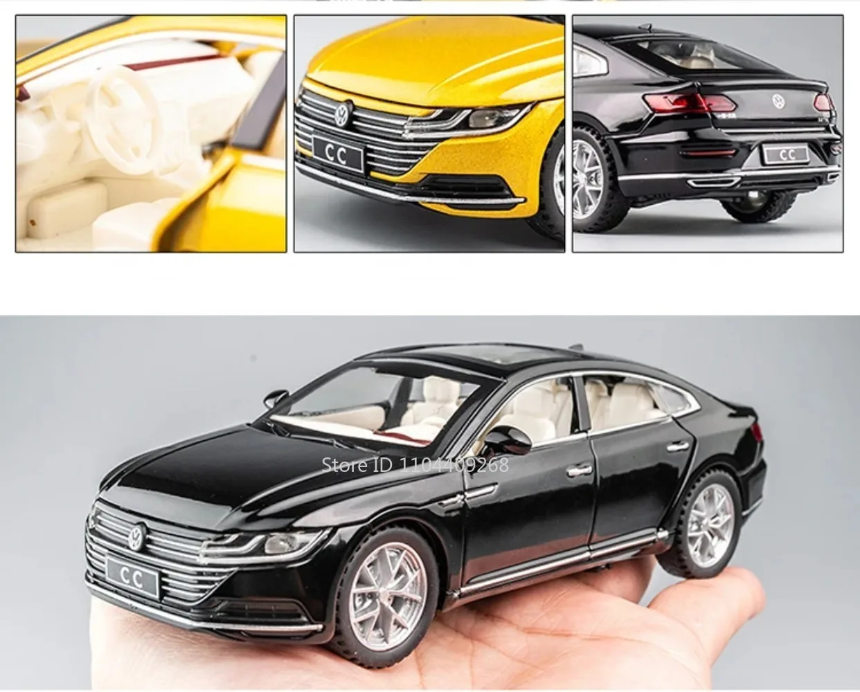 CC Beetle GSR-Automodell im Maßstab 1:32, Spielzeug, Druckguss-Metall, Miniatur-Simulation, Sound und Licht, zurückziehbares Fahrzeug, Sammlerstücke, Jungengeschenke – Detail 5