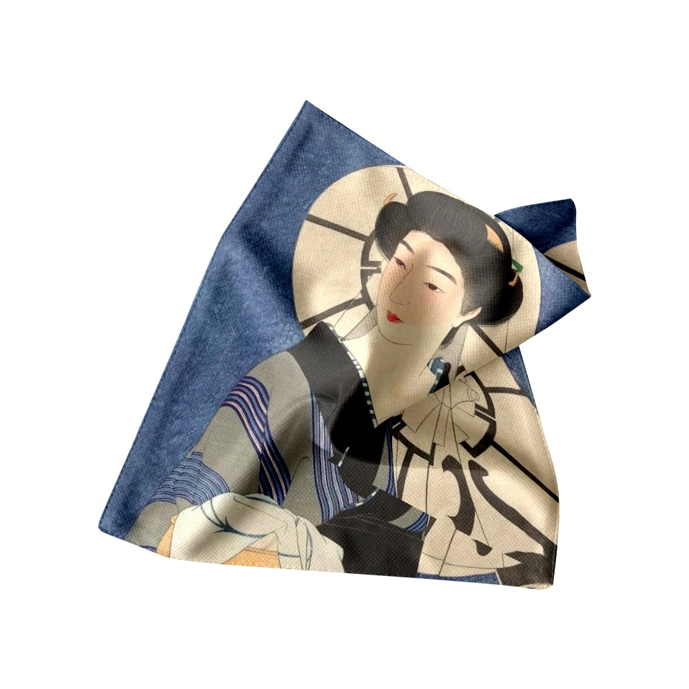 

Men's Handkerchief 23cm for EDC Knife Beads Storage Decoration Vintage Japanese Woman Umbrella Pattern