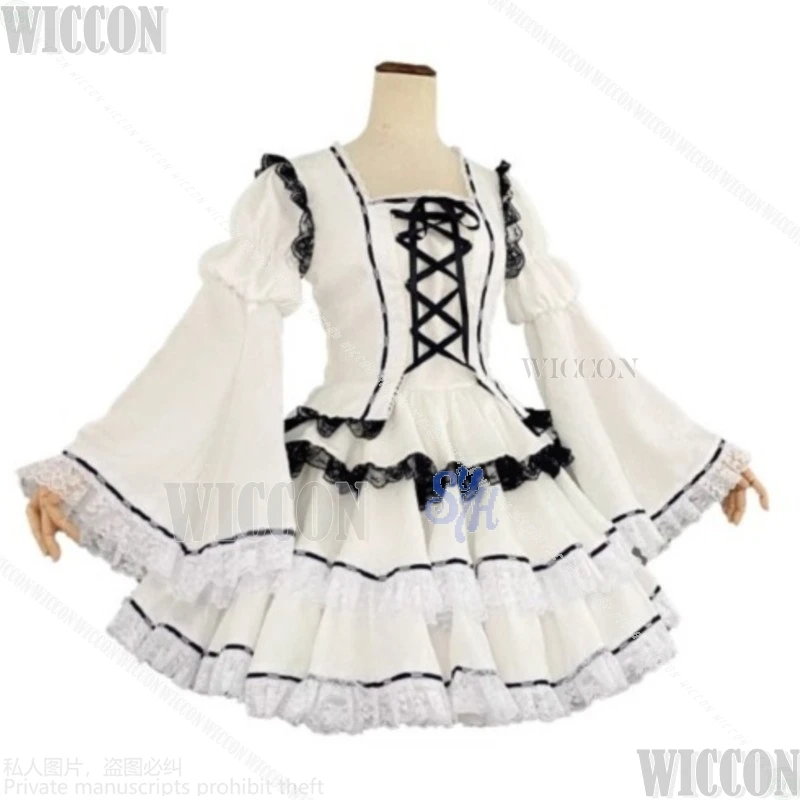 슈고 애니메이션 캐릭터 코스프레 츠키요미 우타우 귀여운 화이트 레이스 달콤한 사랑스러운 인형 스타일 로리타 지라이 케이 할로윈 코믹콘 코스프레