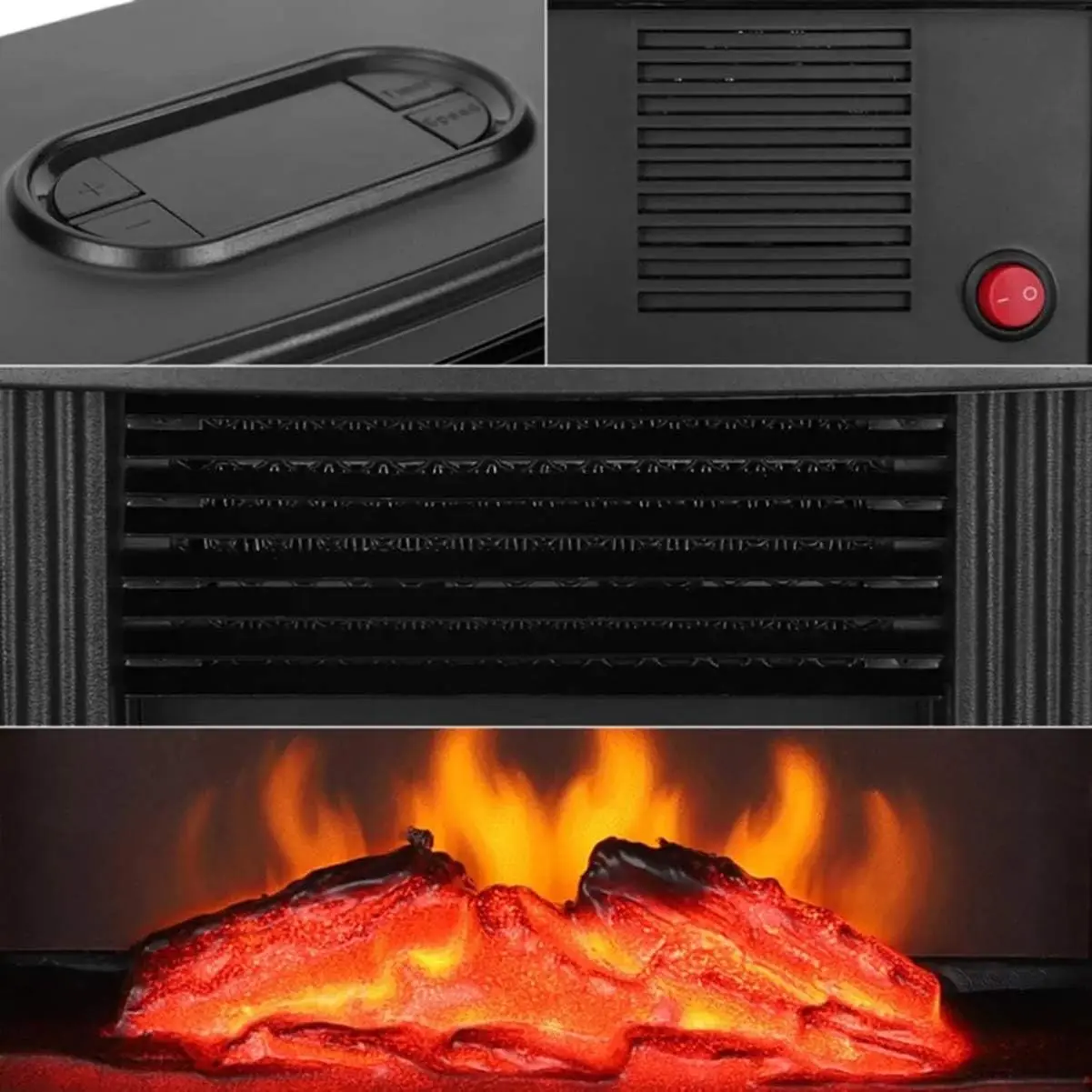 Indoor Use Heater Overheat Protection Fireplace Portable Stove 3D Realistic Flame Heater Bedroom Office Electric Fireplace