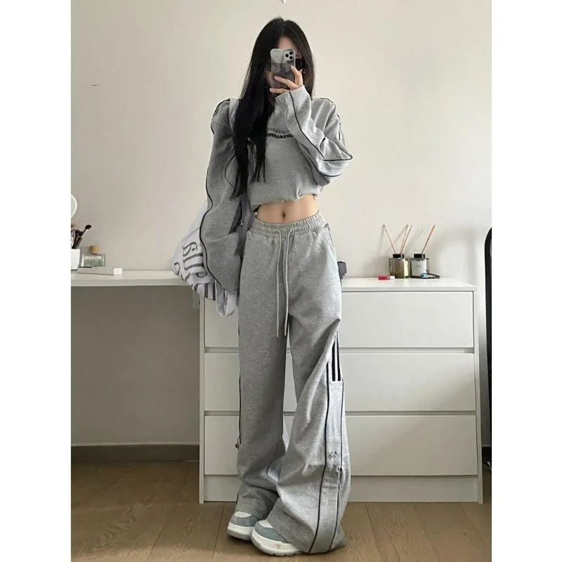 Deeptown Harajuku Sweatpants Women Black Striped Korean Fashion Oversized Jogger Pants Gyaru Grunge Streetwear Hippie Sport Kpop