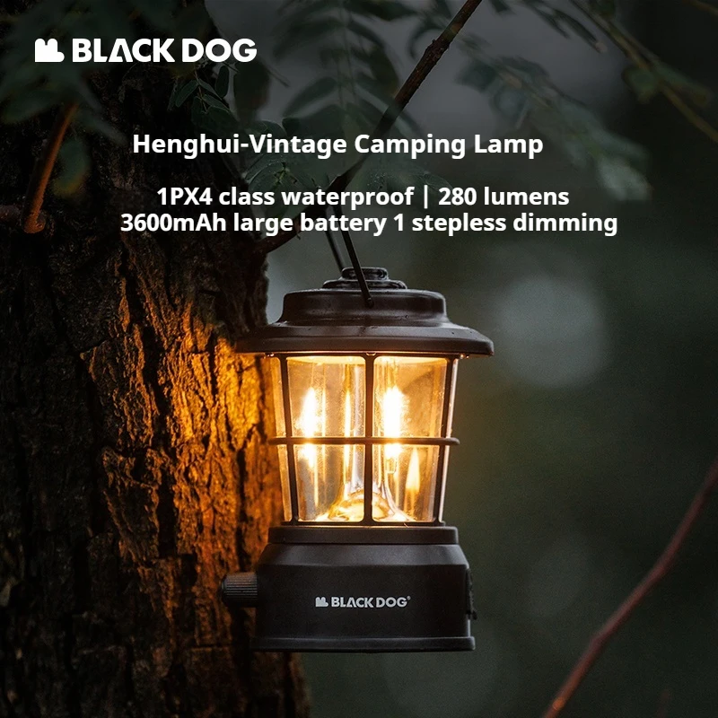 Naturehike Blackdog Camping Lamp Waterproof Ultralight Outdoor 3600mAh IPX4 Rechargeable Retro Hanging Ultra-long Battery Light