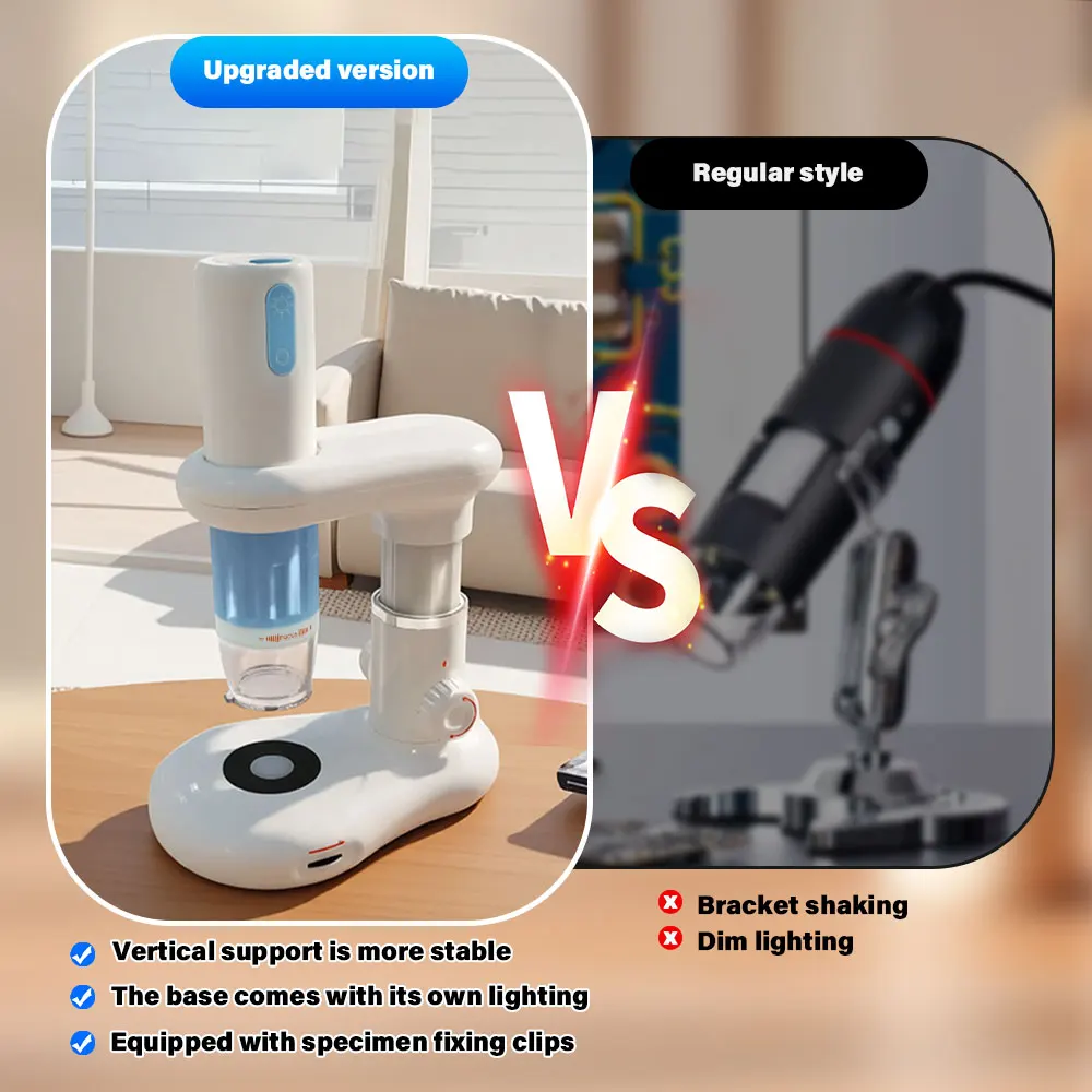HD WiFi Digital Microscope Camera 50x-1000x Magnification Wireless Charging Handheld Portable for Android iOS PC