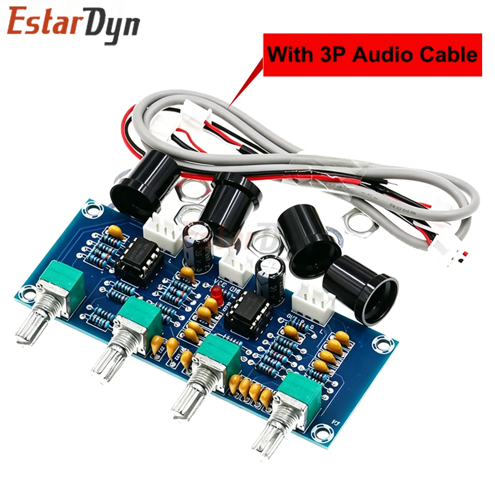 Placa de Preamplificador de Doble Canal Estardyn XH-A901 NE5532 con Ajuste de Volumen de Graves y Agudos para Amplificador DIY