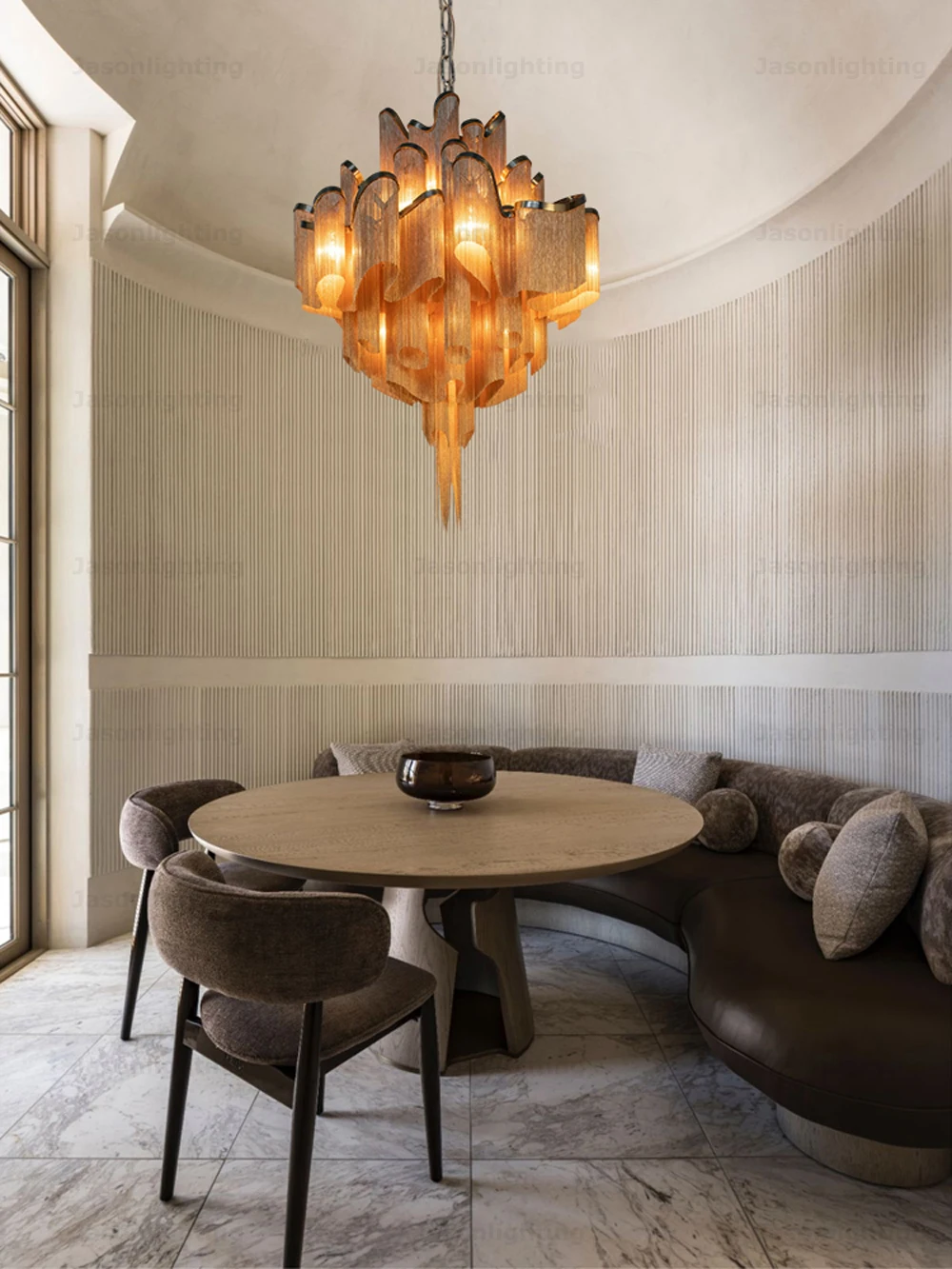 Black Gold Chrome Aluminum Chain Dimmable LED Pendant Light