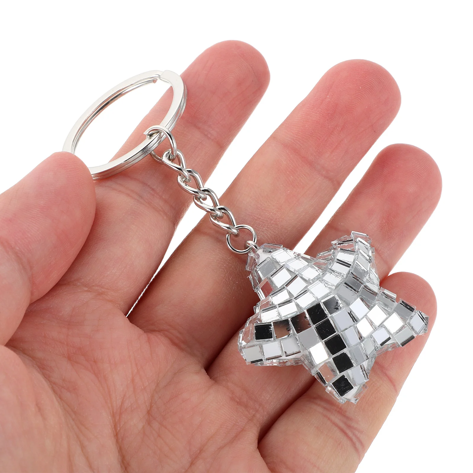 

6Pcs Mini Mosaic Disco -Shaped Reflective Mirror Ball Sparkly Star Bag Pendant Keyring Gift Mosaic Disco Keychain