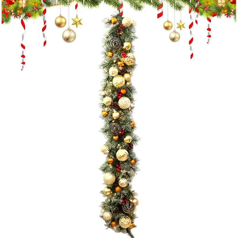 Lighted Christmas Garland 53Inch Artificial Christmas Battery Operated Garland With 8 Changeable Lights Tree Garland Christmas