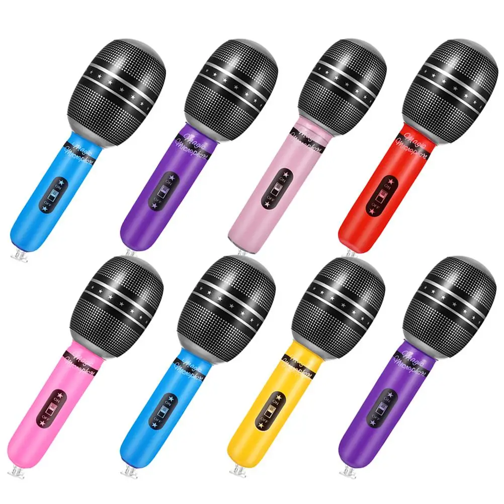 

8 Pcs Simulation Microphone Inflatable Props Pretend Play Party Favor Kids Stage Show Birthday Family Gathering Classroom Event