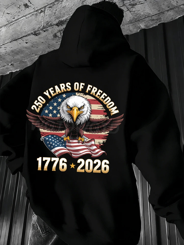 

Harajuku Eagle 250 Years Of Freedom Retro USA Flag Hoodies Women Men Long Sleeve Since 1776 2026 Independence Day Streetwear